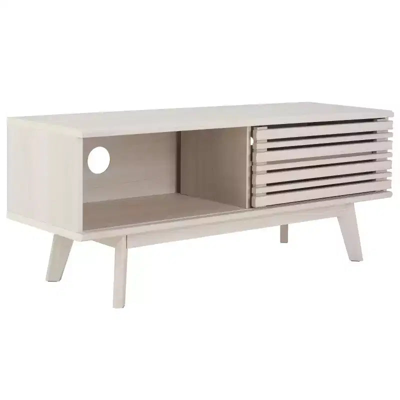 1-Door 2-Shelf Media Stand with Adjustable Shelves & Cable Management, Fits TVs up to 50"
