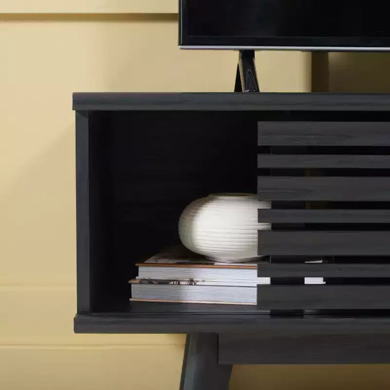 1-Door 2-Shelf Media Stand with Adjustable Shelves & Cable Management, Fits TVs up to 50"