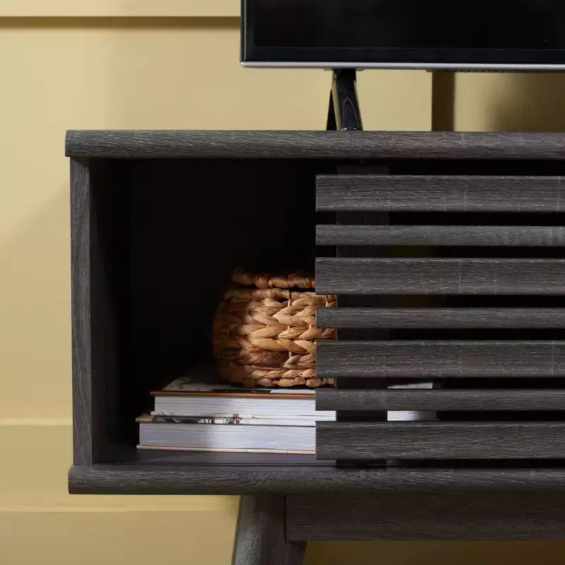 1-Door 2-Shelf Media Stand with Adjustable Shelves & Cable Management, Fits TVs up to 50"