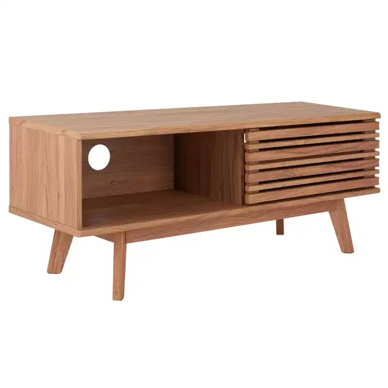 1-Door 2-Shelf Media Stand with Adjustable Shelves & Cable Management, Fits TVs up to 50"