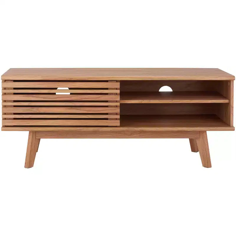 1-Door 2-Shelf Media Stand with Adjustable Shelves & Cable Management, Fits TVs up to 50"