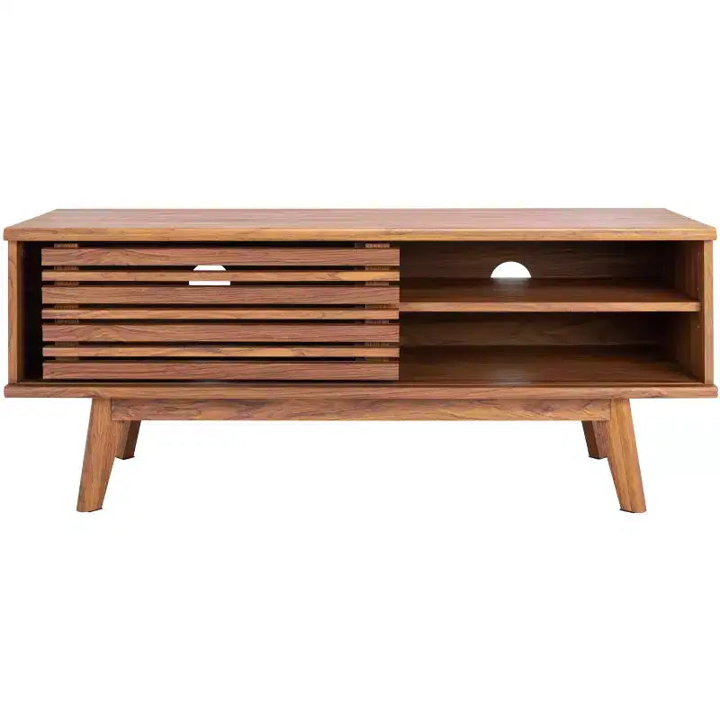 1-Door 2-Shelf Media Stand with Adjustable Shelves & Cable Management, Fits TVs up to 50"