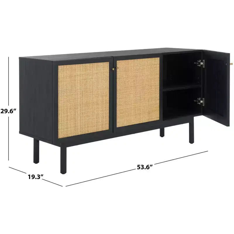3-Door Sideboard Media Stand with Adjustable Shelves & Cable Management, Fits TVs up to 60"