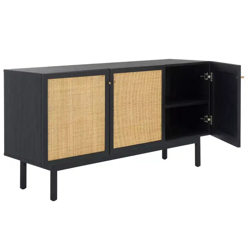3-Door Sideboard Media Stand with Adjustable Shelves & Cable Management, Fits TVs up to 60"