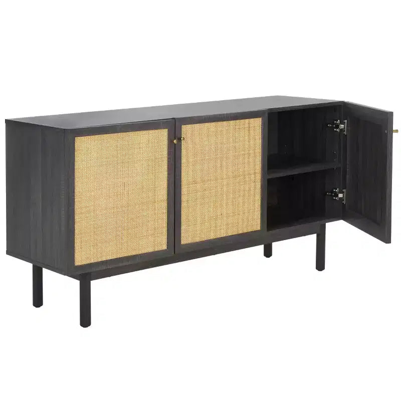 3-Door Sideboard Media Stand with Adjustable Shelves & Cable Management, Fits TVs up to 60"
