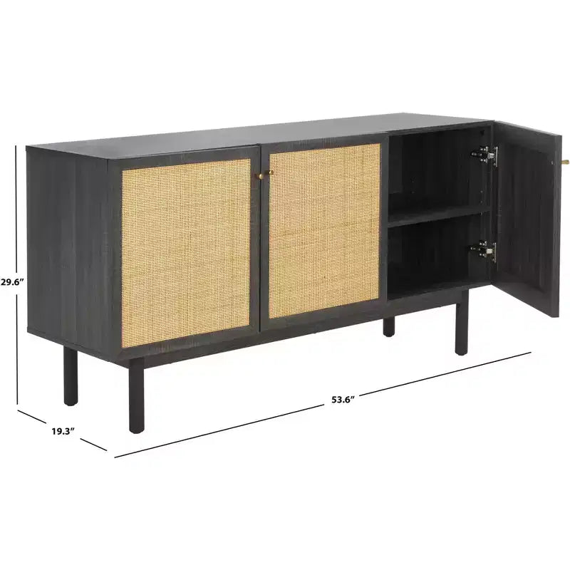 3-Door Sideboard Media Stand with Adjustable Shelves & Cable Management, Fits TVs up to 60"