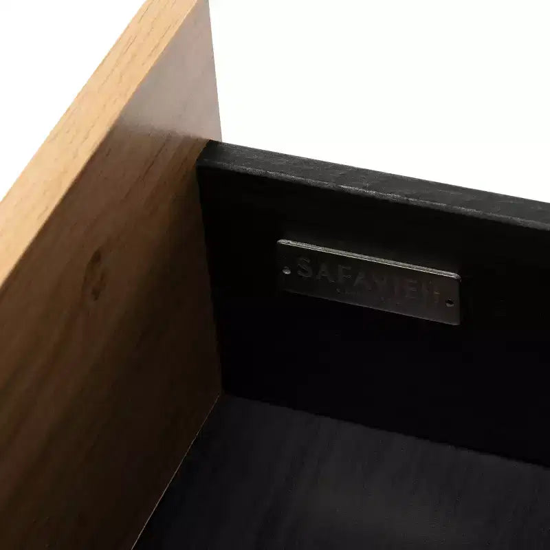 1-Drawer Media Stand in Black & Oak with Cable Management, Fits TVs up to 60"