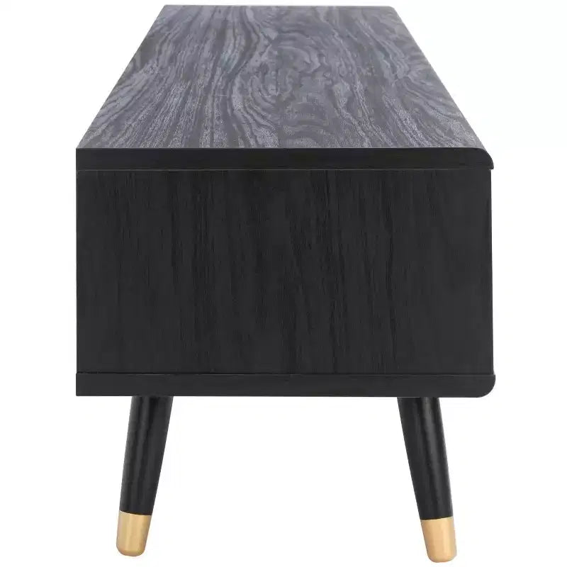 1-Drawer Media Stand in Black & Oak with Cable Management, Fits TVs up to 60"