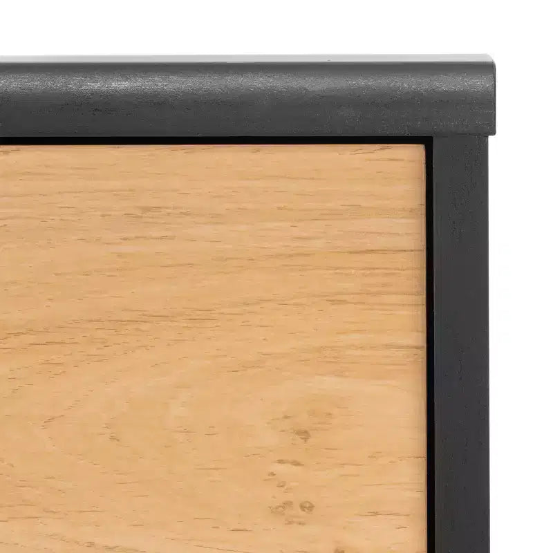 1-Drawer Media Stand in Black & Oak with Cable Management, Fits TVs up to 60"