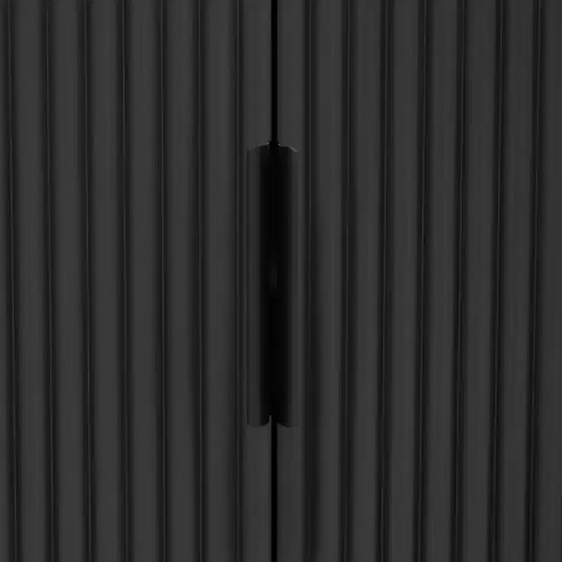 63" Vertical Striped 4-Door Sideboard with Adjustable Shelves & Metal Handles